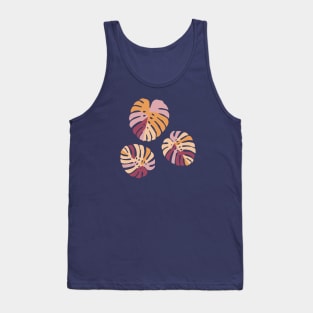 Color Block Monstera Leaves in Purple Tank Top